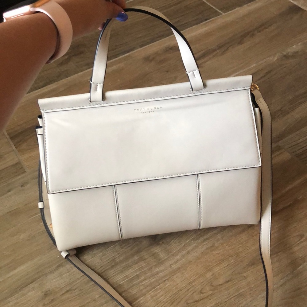 Ivory Tory Burch T Block Satchel & Crossbody strap